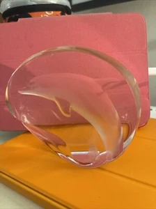 mats jonasson crystal paperweigh jumping dolphin signed/numbered- 4”x5” - Picture 1 of 5
