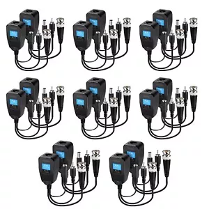 8 Pairs Passive Video Balun Power Connector Gold Plated Bnc Hd Transmitter - Picture 1 of 8