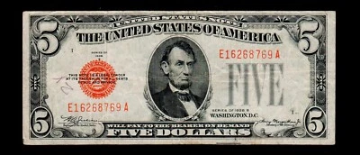 1928 B $5 United States Note Free shipping {C237} - Image 1 of 2