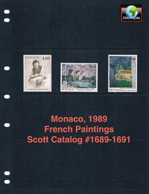 $10.00 Scott Value - 1989 MONACO Pinturas Arte Francés CV MNH NH UMM Foto 1 de 4