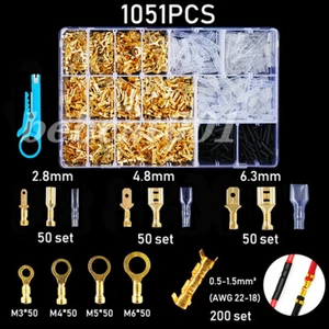 1051tlg Kabelschuhe Flachstecker Crimp Stecker Auto Sortiment Quetschverbinder - Bild 1 von 7