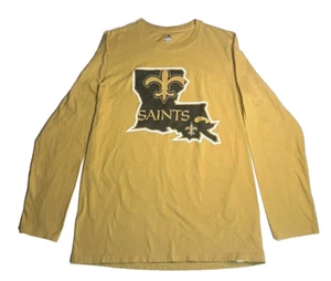 New Orleans Saints Men's Medium Long Sleeve T-Shirt Gold and Black Louisiana - Picture 1 of 4