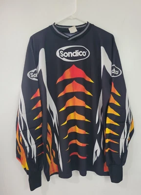 Sondico Padded Arm Black with Red Orange flare Jersey Shirt Men's XL - Image 1 of 4