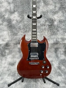 Solid Brown SG E-Gitarre 2H Tonabnehmer feste Brücke schwarz Schlagbrett - Bild 1 von 18