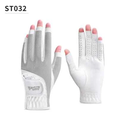 Summer Women's Open Finger Golf Wear Gloves Breathable PU Sunscreen Finger Cover - Image 1 of 4