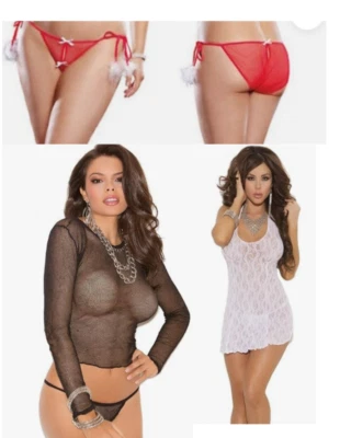 ELEGANT MOMENTS Dreamgirls Lote de 3 Lingerie Feminina Renda Mini Vestido Top Rede de Pesca - Imagem 1 de 3