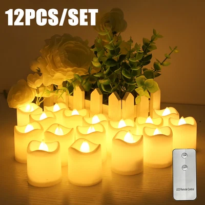 12x Luces LED de Té Parpadeantes Velas Sin Llama Decoración de Navidad con Temporizador Control Remoto Foto 1 de 4