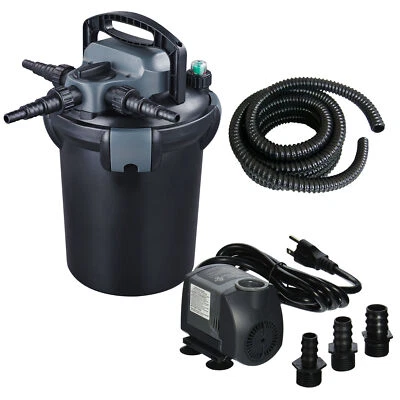 Filtro de estanque Koi biopresurizado de descarga trasera 13 W UVC + bomba 1200 GPH + tubo de 1" Foto 1 de 4