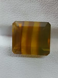 Tiger stripe fluorite gemstone - faceted loose Fluorspar 11.60 CTS - Picture 1 of 10