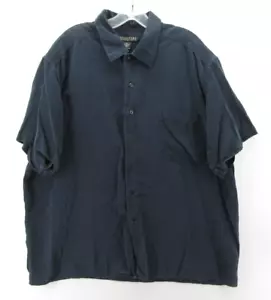 VINTAGE Structure Shirt Men XL Blue Silk Button Down Pocket Camp Breathable 90s - Picture 1 of 9