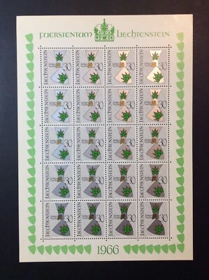 BroadviewStamps Liechtenstein #412 MNH F-VF.  Mini-sheet/S.S. 20 stamps. - Image 1 of 2