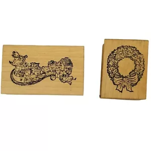 Vintage Weihnachten Urlaub Gummistempel Natur Impressionen Kranz 1. Klasse Spielzeug - Bild 1 von 11