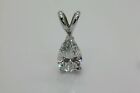 1.5Ct Solitaire Pendant Necklace Solid 14k White  Gold Pear Shaped