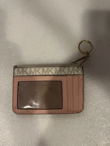 Michael Kors Jet Set Viaje Pequeña Bolsa para Monedas Identificación Llavero Cartera, 5"x3.5", Rosa - Imagen 1 de 4