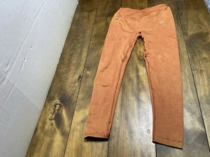 Gymshark Leggings Womens Medium High Rise Seamless Orange Gym Lifting - Picture 1 of 9