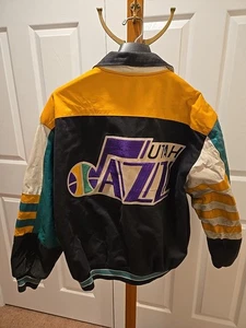 Chaqueta Bomber Jeff Hamilton Utah Jazz Vintage NBA Para Hombre Grande Años 90 Colores Clásicos - Imagen 1 de 20
