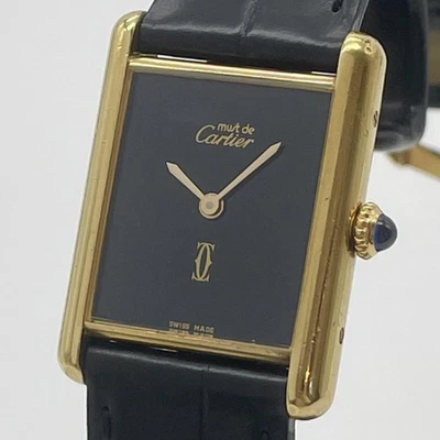 Reloj Cartier Must Tank LM cuerda manual para hombre esfera negra SV925 Foto 1 de 4
