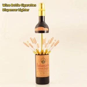 Wine Bottle Cigarette Dispenser Case Box With Lighter Funny Cigarettes Holder - Bild 1 von 10