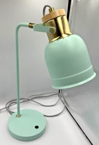 Desk lamp with usb charging port, light Green with Gold, Bulb included, Tested - Picture 1 of 11