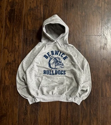 Винтажная мужская толстовка с капюшоном серая 80-е окончательный хлопок - Изображение 1 из 4