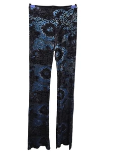 Pantalones Acampanados Vintage Floral Terciopelo Burnout Negro Púrpura Azul Pequeño Boho Gótico - Imagen 1 de 6