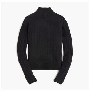 Suéter J Crew tejido con cable cuello falso negro nuevo con etiquetas hilo extra suave BU741 J.Crew grande - Imagen 1 de 8