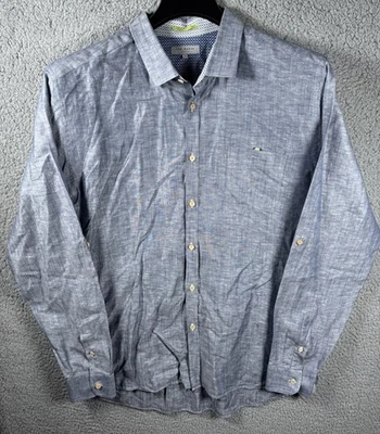 Camisa Ted Baker London Para Hombre Talla 7 Lino Algodón Bolsillo Abotonable Foto 1 de 4