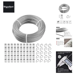 Fune metallica in acciaio inox 3 mm - fune in acciaio con mastice per fune metallica M3 e crimpatura in alluminio... - Foto 1 di 9