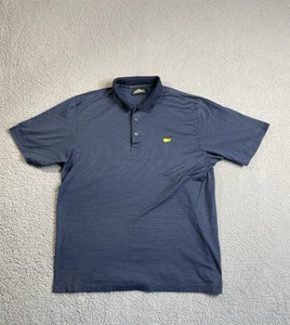 Masters Clubhouse Collection Golf Polo Shirt Mens L Blue Striped Made in Italy - Picture 1 of 16