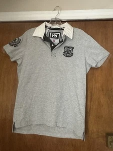 Helly Hansen Golf Polo Shirt Light Gray White Accents Logo On Sleeve Mens M - Picture 1 of 10