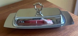 Vintage Midcentury Modern Kromex Silver Chrome Butter Dish With Glass Insert USA - Picture 1 of 3