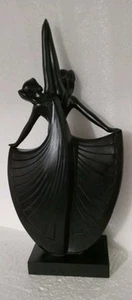 Art Deco Style Dancers Black Resin Sculpture 20"H x 9.5L x 4.5"W - Picture 1 of 22