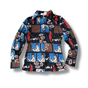 Vintage Gänseblümchen Mädchen Dolch Kragen Knopfleiste - Bild 1 von 3