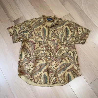 Camisa de campamento vintage Polo Ralph Lauren floral cachemira manga corta para hombre 2XL grande Foto 1 de 4