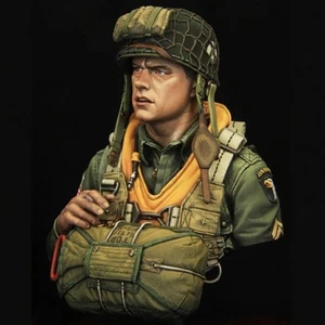 1/10 WWII US Airborne Troop Unpainted Military Figure Resin Soldier Bust Model - Picture 1 of 1