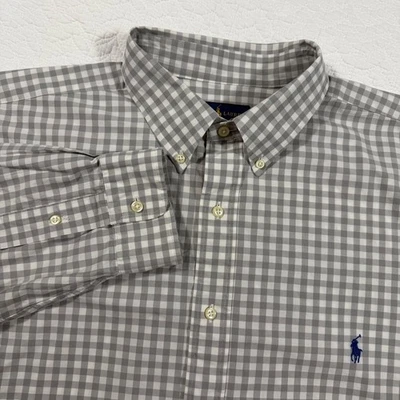 Ralph Lauren Mens 2XLT Gingham Button Down Shirt Long Sleeve Classic Navy Pony - Image 1 of 4
