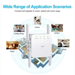 Répéteur WiFi sans Fil 1200Mbps 2,4G 5G 4 Antennes Signal Booster EU Mâle - Photo 1/7