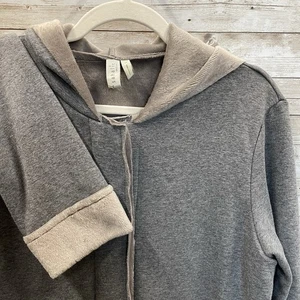 Giacca donna Sahalie L con cappuccio grigia snap up elasticizzata tasche foderata accogliente lunga - Foto 1 di 11