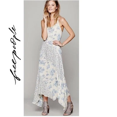 💠VINTAGE💠 SUPER RARE Free People Blue and Ivory Slip Dress Size Small💠 - Image 1 of 4