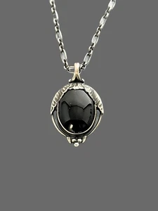 Georg Jensen Halskette Anhänger 2010 schwarzer Achat 925 - Bild 1 von 9