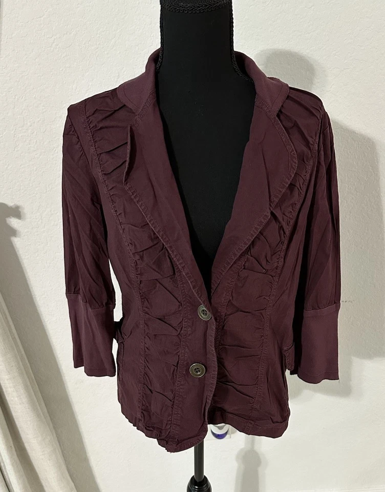 Chaqueta Blazer XCVI Frente Acanalado Manga 3/4 Mujer Botón L Ligera Foto 1 de 4