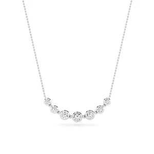 1.50 CT Round Cut Lab Grown Diamond Necklace Wedding Gift 14K White Gold Plated - Picture 1 of 4