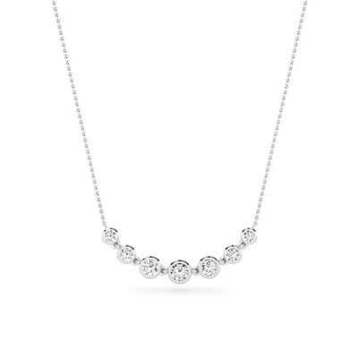 1.50 CT Round Cut Lab Grown Diamond Necklace Wedding Gift 14K White Gold Plated - Image 1 of 4