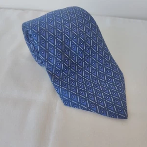 Hermes Seidenkrawatte Marineblau Geometrisch Einzigartiges sich wiederholendes Muster 3,7" Hergestellt in Frankreich - Bild 1 von 8