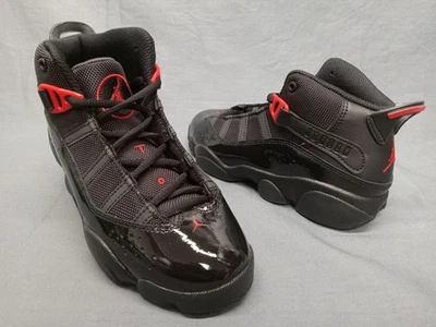 Tênis Jordan 6 Anéis (PS) Preto Vermelho Fogo Tamanho 11c NOVO EM FOLHA SEM CAIXA! - Imagem 1 de 4