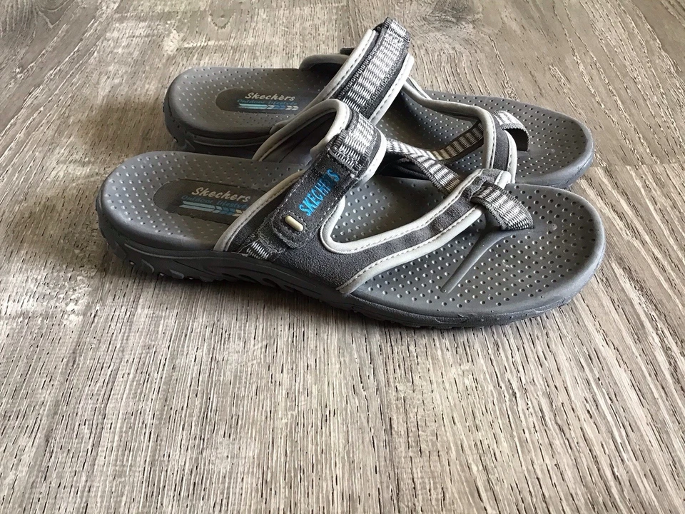 Skechers Womens Size 9 Reggae Outdoor Lifestyle Slides Gray Slip On Sandals - Image 1 of 4