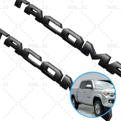 2PCS MATTE BLACK DOOR SIDE EMBLEM FOR TACOMA 2016-24 LEFT RIGHT NAMEPLATE BADGE - Image 1 of 4