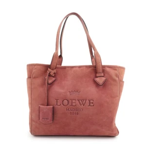 LOEWE Heritage Suede Tote Bag Shoulder Bag Brown Authentic Used F/S - Picture 1 of 24