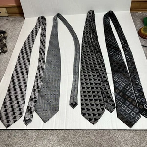 Lot Of 4 Ties Silk Abstract  - Picture 1 of 9