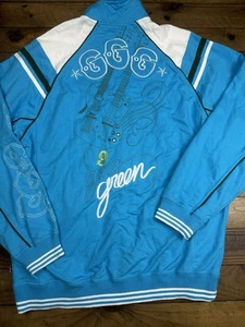 VTG Gino Green Global Men's Guitar Track Jacket 2XL Blue Y2K Full Zip Embroidery - Picture 1 of 10